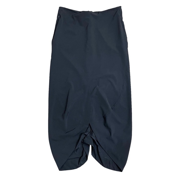 Elm Design Black Midi Skirt Tulip Hem Draped Gathered Pencil, Size 1 (Small) - Picture 4 of 12